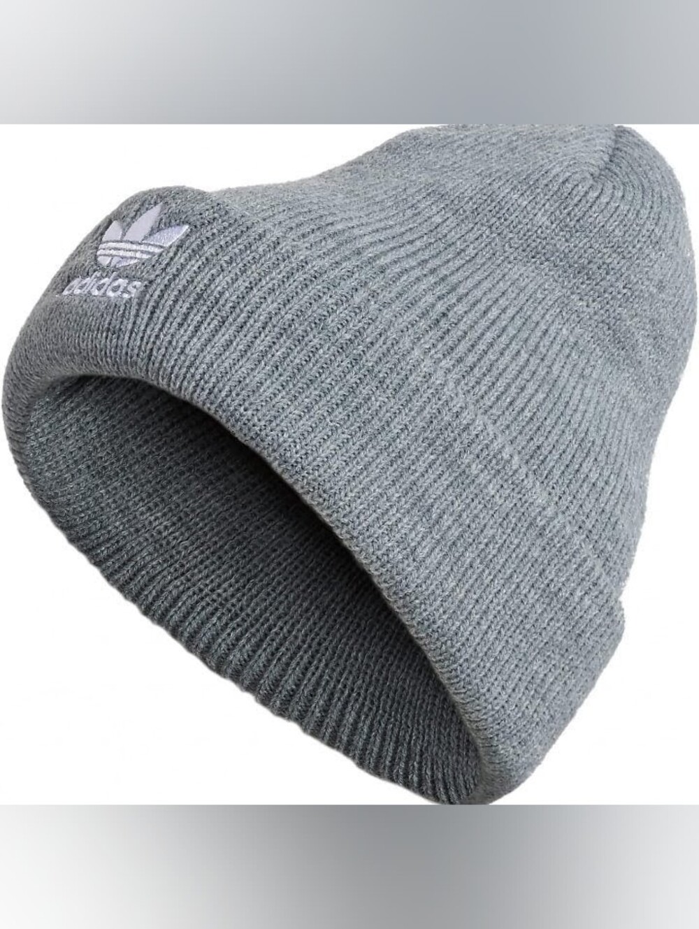 Unisex Style Gray Ribbed Knit Beanie